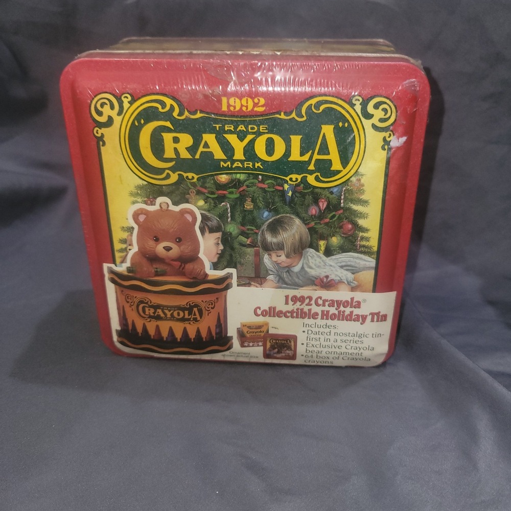1992 Crayola Holiday Tin Vintage Collectible Crayon Box Sealed